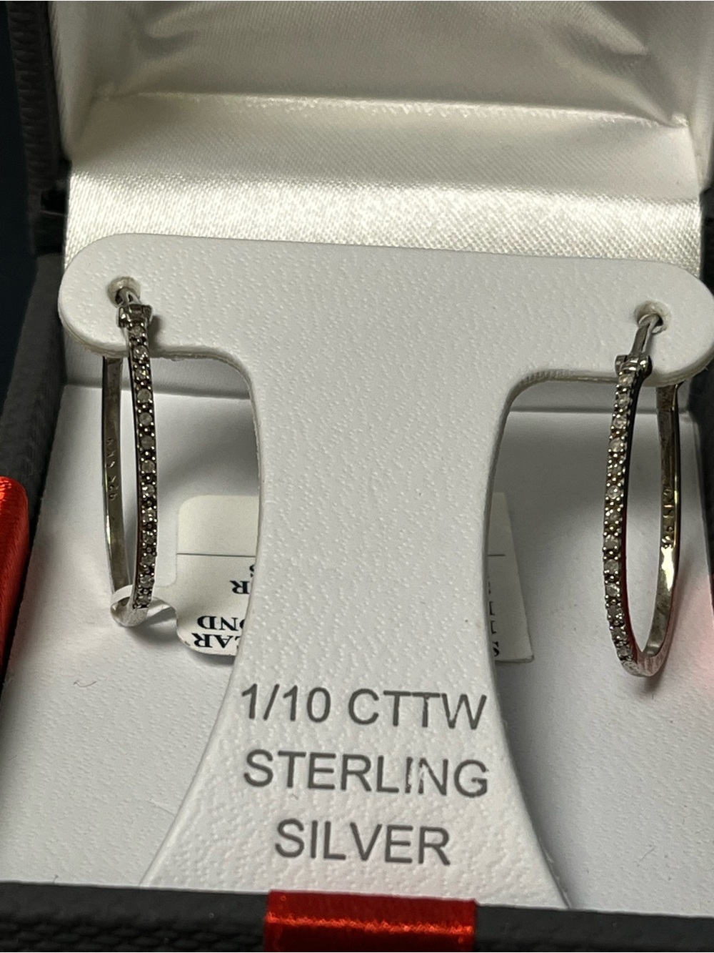 1/10 CTTW Diamond Sterling Silver Hoop Earrings New w/ Tag